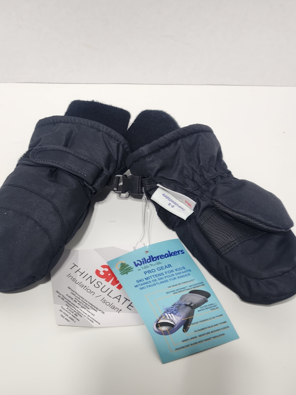 Kids Black Insulated Mittens